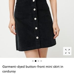 J. Crew Black Corduroy Button-Down Skirt